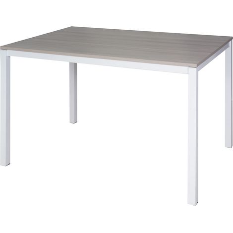 Table extensible en métal peint et plateau en stratifié, couleur marron, 130 x 76 x 85 cm. (1/5)
