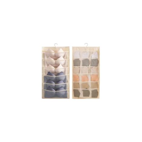 Sacchetti portaoggetti sospesi - 30 tasche sospese per riporre vestiti, reggiseni, biancheria intima, calze, cravatte, ecc. Ampio appendiabiti a parete, salvaspazio, reversibile (24 tasche bianche - C