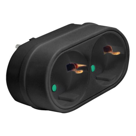 Ladrón adaptador DUOLEC 2 vías color negro -