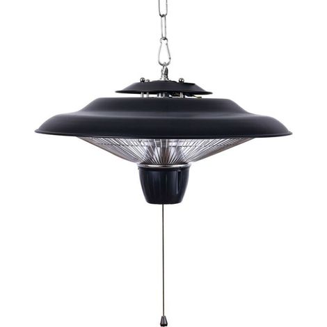 Chauffage suspendu halogène 1500W pour intérieur et extérieur, 2 niveaux de puissance, métal, sécurité enfants et animaux