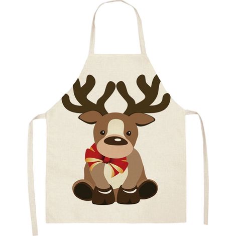 Tablier De Cuisine - En Lin - Pour Cuisiner À La Maison Ou En Extérieur - Tablier Sans Manches Avec Bretelles - Blanc - 47 X 38 Cm - 2 Pièces (1/5)