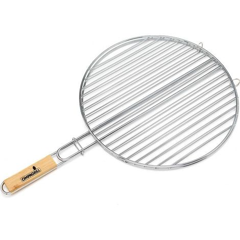 Doppelte Grillschale Ø 40,5 cm aus chromiertem Stahl mit Bambusgriff