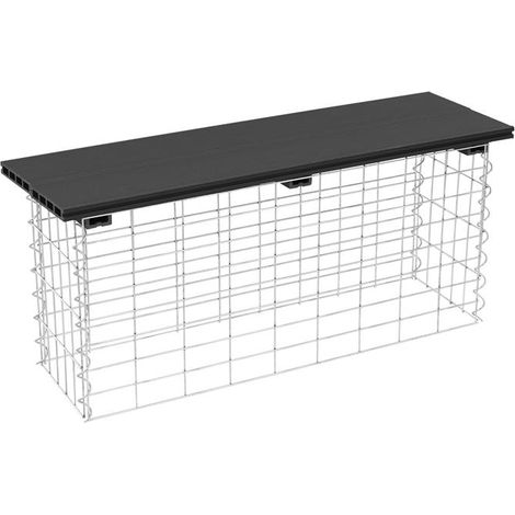 Gabionenbank Gabionen Sitzbank WPC 100x30x43 cm Gartenbank Drahtkorb Steinkorb Dunkelgrau (1/5)