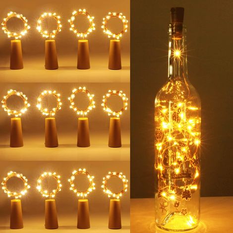 (12pcs) Bottle Light Battery, 2m 20 LED Glass Cork Light Copper Wire Bottle String Lights for Party, Garden, Christmas, Halloween, Wedding, Outdoor/Indoor Lighting Decoration