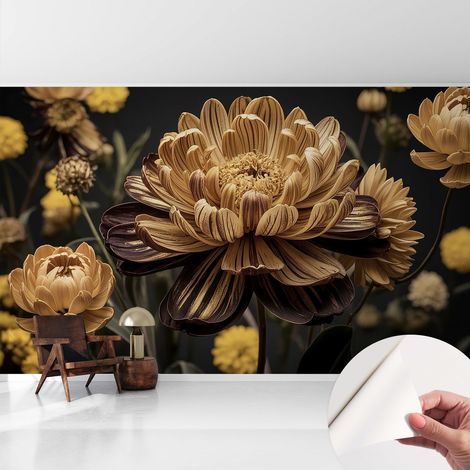 Papier peint autocollant avec imprimé pour cuisine facile à appliquer pour mur a motif Élégance florale 416x254 cm (1/5)