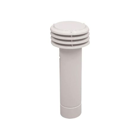 Esalatore fumaiolo antivento in lamiera smaltata colore bianco altezza 45 cm per canne fumarie di stufe e caldaie Bianco 8 cm