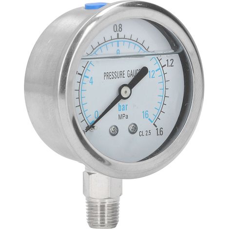 Jauge de pression sous vide en acier inoxydable 0-1.6MPa avec raccord NPT 1/4 pouce (1/5)