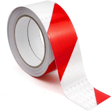 Nastro riflettente autoadesivo rosso e bianco, 10 m x 5 cm, impermeabile, per veicoli, biciclette, auto da esterno (1/5)