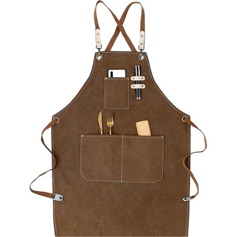 Tablier De Cuisine - Coton Épais - Imperméable Et Résistant Aux Huiles - 3 Poches - Pour Cuisine Maison Café Restaurant Jardinage Floristerie - 1 Pièce (1/5)