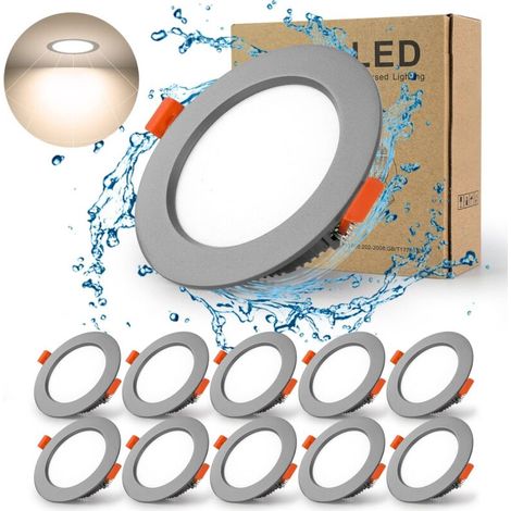 Spots Encastrables LED Noir Ultra Plat 5 W 230 V IP44 500 Lumen Lot de 10 Spots Encastrables Plafond Blanc Froid 6000 K Découpe 70-80 mm CRI 80 pour Chambre Salle de Bain Salon. (1/5)