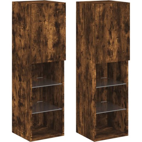 Maison Exclusive - TV-Schränke mit LED-Leuchten 2 Stk. Räuchereic