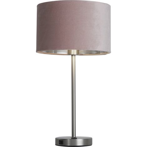 Lampada Scrivania Finlandese Metallo Nichel Velluto Rosa Usb 1 Luce E27 (1/5)