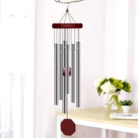 Bardusch - Carillons éoliens - Non spécifié - Grand modèle - 6 tubes en aluminium - 71 cm - Argent (1/4)