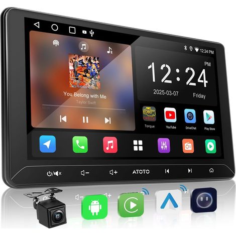 Autoradio 2 Din Android 2G+32G, 10 Pouces Écran Tactile GPS Auto, Partage de Connexion Via WiFi/BT/USB, Caméra de Recul, MirrorLink, DSP, FM/RDS/TF (1/5)