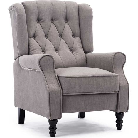 ALTHORPE LINEN RECLINER CHAIR - GREY