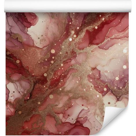 Papier peint à motifs encre rouge, orange et beige pour salon et chambre 50x1000 cm (1/5)