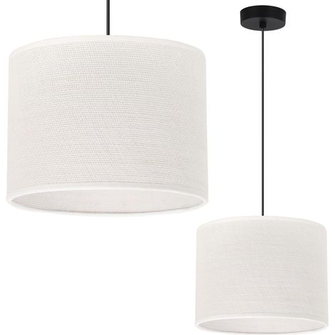 LAMPADA A SOSPENSIONE IN JUTA NERA 1 PARALUME BIANCO PIATTO 20CM E27 (1/5)