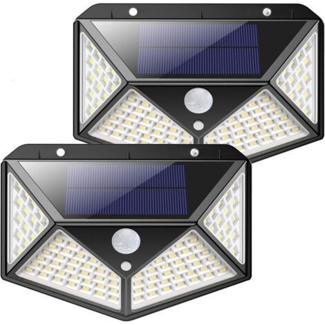 Outdoor Solar Lamp 100 LEDs, Kilponen 2 Pack Outdoor Solar Lighting Motion Sensor Lighting 270° Waterproof, Outdoor Solar Spot Light Powerful Wireless Lamp for Garden (1/5)