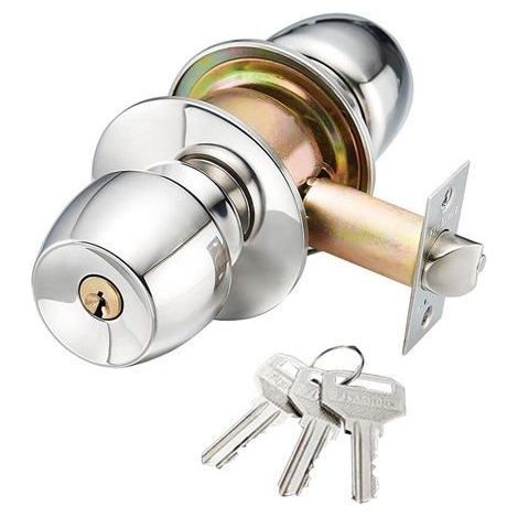 Verrou à clé pour porte inox 60/70 mm - poignée réversible, ép. 35–45 mm (1/5)
