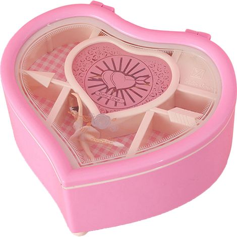 Boîte à musique danseuse tournante coffret bijoux décoration maison rose (1/5)