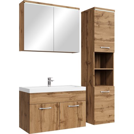 Mobile da bagno Paso 80cm Rovere - armadio mobiletto lavabo (1/5)