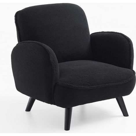 Fauteuil de la Collection Home, Tissu, 3 Fausses Peaux de Mouton Noires, 1 Fauteuil (1/5)