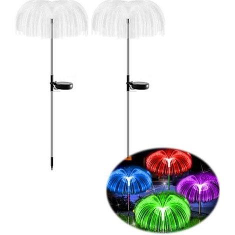 (2 Stück) Wasserdichte Solar-Quallenlampe mit Glasfaseroptik, dekorative Außenleuchte, ideal für Garten, Rasen usw. (1/4)