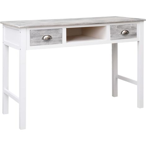 Bureau table poste de travail meuble d'ordinateur informatique étude 110 x 45 x 76 cm bois gris