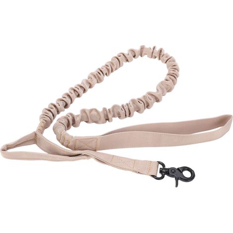 Laisse élastique robuste pour chien avec 2 poignées rembourrées - Entraînement canin et promenade nocturne - Beige (1/5)