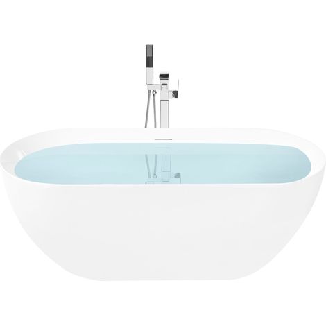 Freestanding Bathtub White Acrylic 1700 x 750 mm Oval Modern Soaking Bath Thin Rim YAVAROS (1/5)