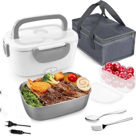 Elektrische Lunchbox – Lunchbehälter für Erwachsene – Edelstahl – Mehrere Fächer – 220 V + 12 V – Beheizbarer Behälter – 3-in-1-Heizung ohne Wasser (1/5)