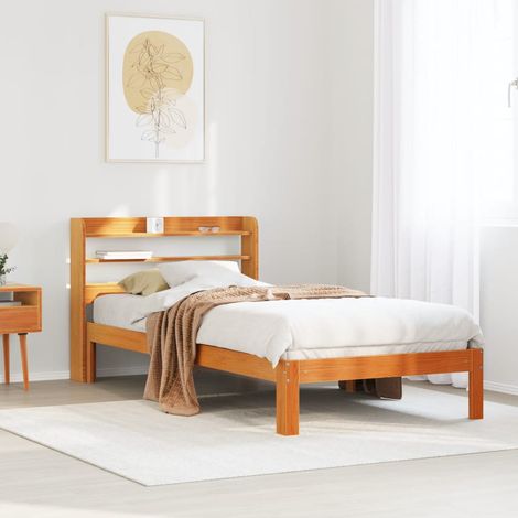 Cadre de lit sans matelas cire marron 100x200cm bois pin massif vidaXL (1/5)
