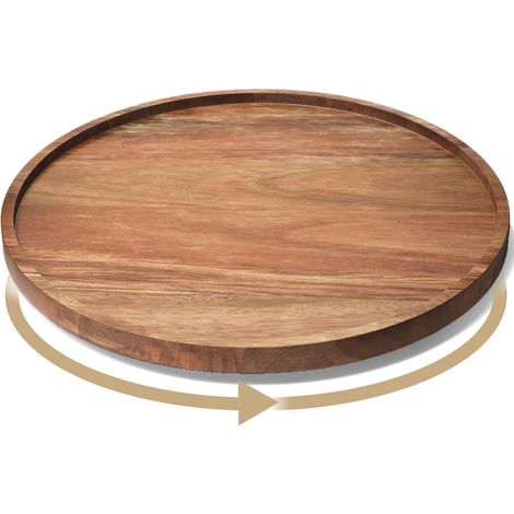 Plateau tournant en bambou - 33 cm - Organiseur pour cuisine et garde-manger (1/5)