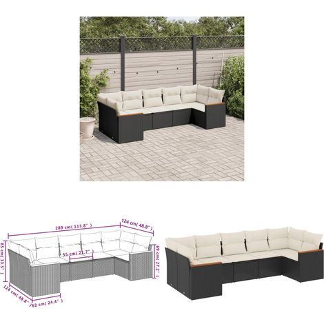 7-tlg. Garten-Sofagarnitur mit Kissen Schwarz Poly Rattan - Gartenmöbel - Sofasatz - Rattan Möbel - Outdoor Sofa - Lounge Set - Home & Living (1/3)
