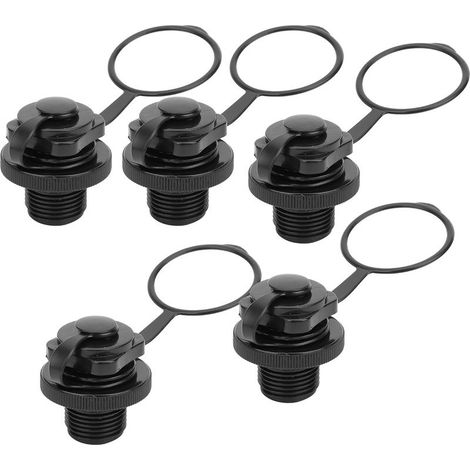 (Lot de 5) Embout de valve 2 en 1 pour gonflage de bateaux gonflables, sans base, noir (1/5)