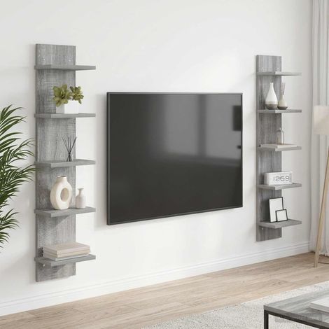 vidaXL Estante de pared 2 uds. Sonoma gris 22 x 15 x 100 cm (1/5)
