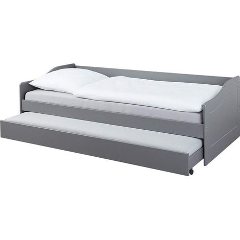 Lit banquette enfant en pin massif coloris gris - 90 x 200 cm -PEGANE- (1/2)