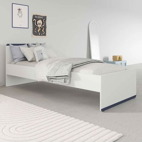 Lit enfant 90x190/200 bleu et blanc mat - FLIPSO