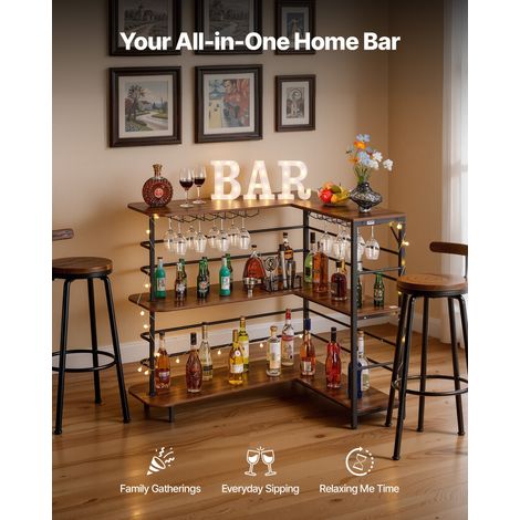 Meuble Bar d’Angle, Bar de Salon 3 Niveaux, pour Bouteilles Verres Cuisine Maison Pub, Table de Bistro avec Étagères de Rangement e… (1/5)