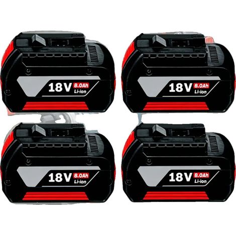 Batteria per elettroutensili, capacità 8000 mAh, tecnologia agli ioni di litio, 8,0 Ah, 4 pezzi (1/2)