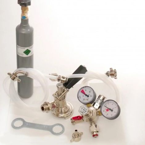Zubehörpaket mit Flach Fitting, 7mm Bierschlauch und 0,5 kg CO2 Flasche für Ihre 1-leitige Zapfanlage (1/3)