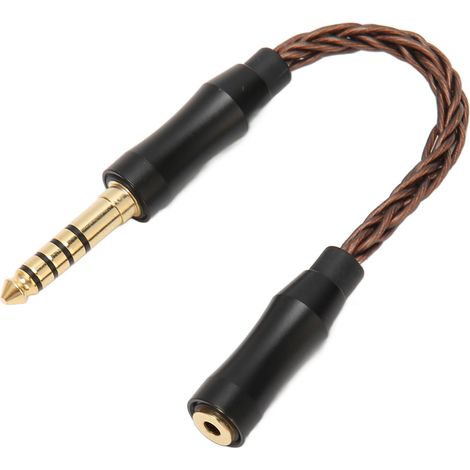 Audio-Adapterkabel (2,5-mm-Klinkenbuchse auf 4,4-mm-Klinkenstecker), monokristallines Kupfer-Lautsprecherkabel, 14 cm lang, bronzefarben (1/5)