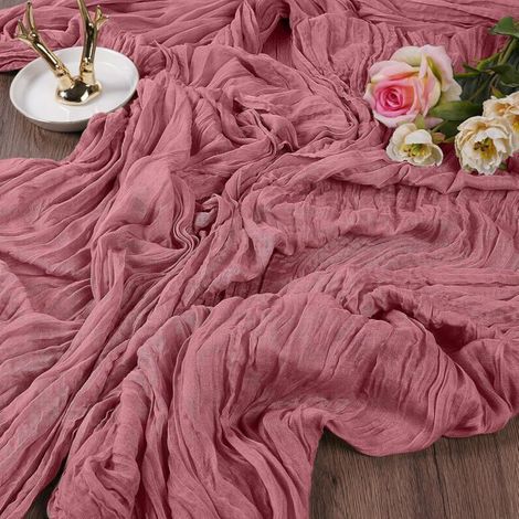 Ecleanfy - Ensemble de deux chemins de table roses, 90 x 300 cm, pour la décoration de table, les fêtes, les mariages et les anniversaires. (1/5)
