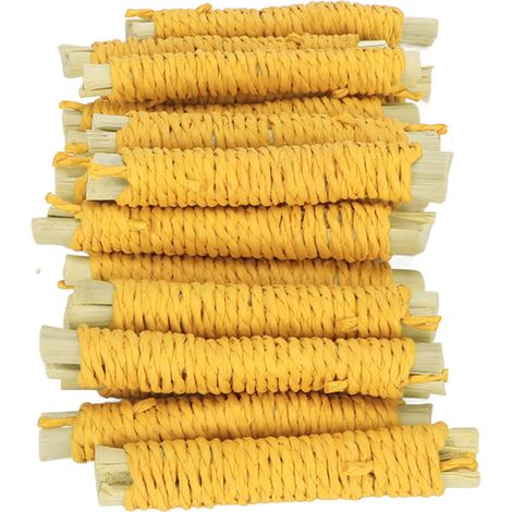 20 bâtonnets de bambou sucrés pour petits animaux (lapins, hamsters, etc.) - Soulagement de l'ennui et du mal à ronger les dents - Jaune (1/5)