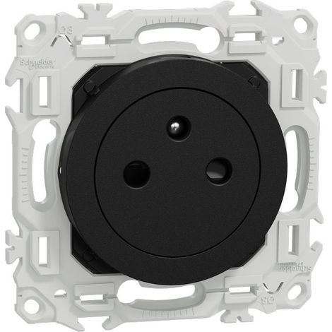 Schneider – Prise de courant affleurante 2P+T – Bornes automatiques – Installation facile pour espaces confinés – Noir onyx