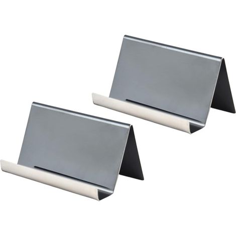 Support pour cartes de visite en acier inoxydable, lot de 2 - Support pour cartes design miroir/noir, présentoir épuré pour cartes de visite sur bureau, adapté pour bureau, accueil et décoration de bu (1/5)