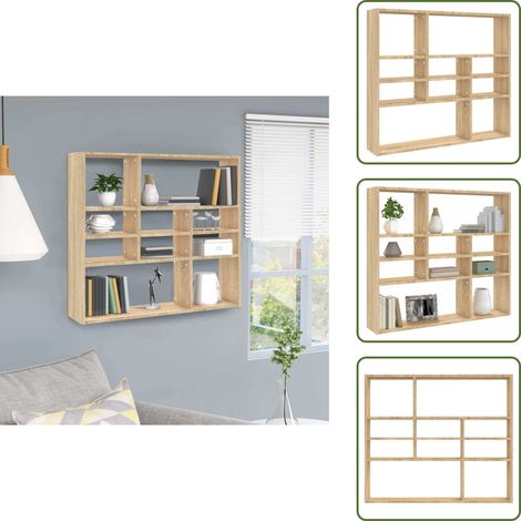 Wandregal Sonoma-Eiche 90x16x78 cm Holzwerkstoff - Wandregal - Regal - Holzregal - Wohnraum Dekoration - Aufbewahrungssystem (1/5)