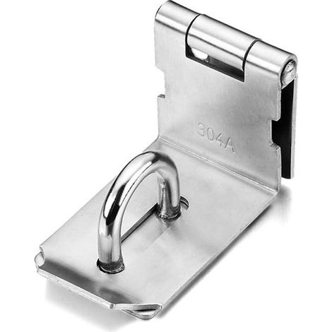 Angle Droit Porte Fermoir Verrou de Porte en Acier Inoxydable Moraillon Cadenas Fermoir Porte-Cadenas avec Vis, Argent - ZS0928-1 (1/5)