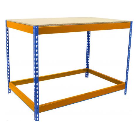 Simonrack Banc de travail fixe 900x1200x750 mm bleu orange bois