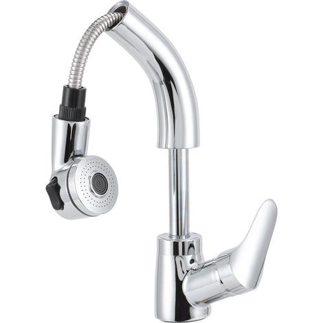 Robinet mitigeur de lavabo extractible G1/2, pivotant à 360°, type élévateur, eau chaude et froide